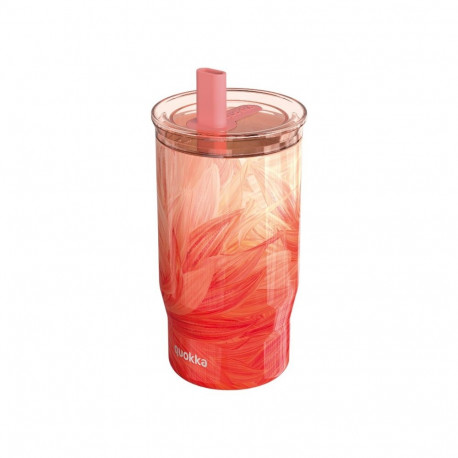 Quokka Mist - Kubek termiczny ze stali nierdzewnej 720 ml ze słomką (Peach Petals)