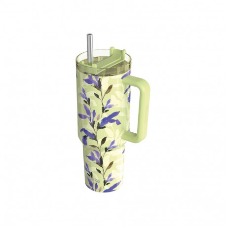 Quokka Stream - Kubek termiczny ze stali nierdzewnej 1200 ml ze słomką (Matcha)