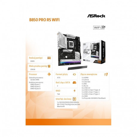 Emaplaat B850 PRO RS WIFI AM5 4DDR5 ATX