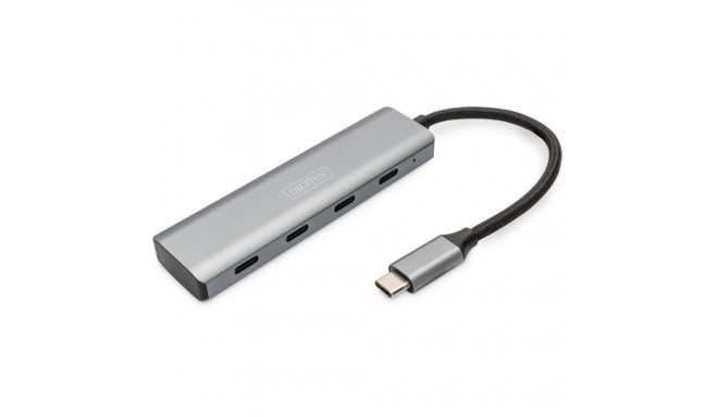 "DIGITUS USB-C-Hub 4-Port 3.1->4xC3.1 integr. Kabel silber"