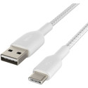"Belkin USB-C/USB-A Kabel ummantelt, 2m, weiß"