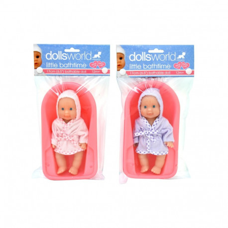 DOLLSWORLD doll Little Bathtime, 17 cm