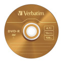 1x5 Verbatim DVD-R 4,7GB Värviline 16x Kiirus, Õhuke Karp