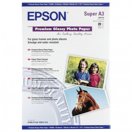 Epson Premium läikiv fotopaber A3+, 20 lehte, 255g S041316