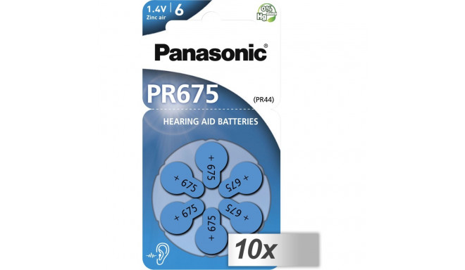 10x1 Panasonic PR 675 kuuldeaparaadi patareid tsink-õhk 6 tk