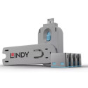 Lindy 40452 USB Type A Port Blockers Set 4pcs + Key / Blue