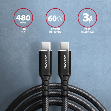 AXAGON Data and charging cable, 3 m | BUCM-CM30AB | USB Type C to USB Type C