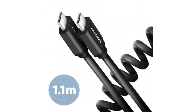 Axagon andmeside- ja laadimiskaabel, 1,1 m | BUCM-CM20TB | USB Type C to USB Type C