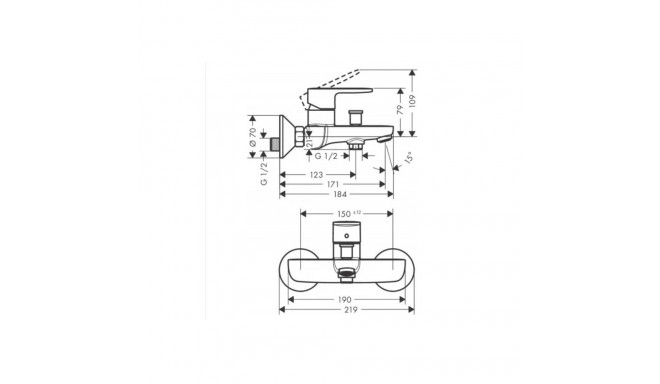 Hansgrohe Vernis Blend 71440000 kroomitud vannitoa kraan