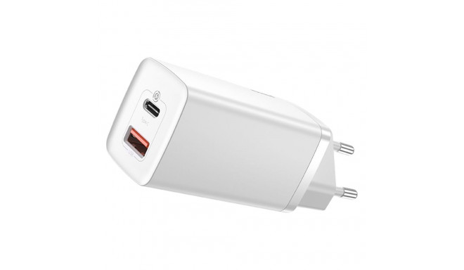 Baseus Wall Quick Charger GaN2 Lite 65W USB + USB-C QC4+ PD3.0 SCP FCP AFC valge