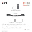 CLUB3D DisplayPort™ 2.1 Bi-Directional VESA DP80 Certified Cable 4K240Hz, 8K60Hz or 10K60Hz M/M 1.6m