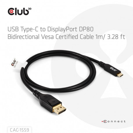 Cable USB-C to DP 1M/M/M CAC-1559 Club3D