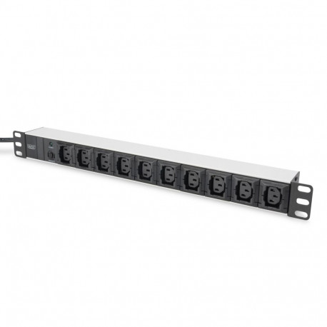Digitus Socket strip with aluminum profile, 10-way, 2 m supply cable IEC C14 plug