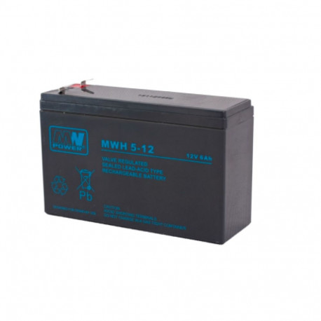 MPL MW POWER UPS aku MWH 5-12L plii-happe VRLA AGM hooldusvaba 12V 6Ah, must