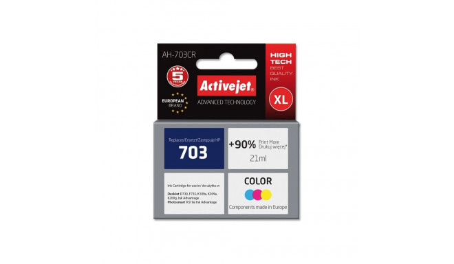 Activejet AH-703CR Ink (replacement for HP 703 CD888AE; Premium; 21 ml; colour)