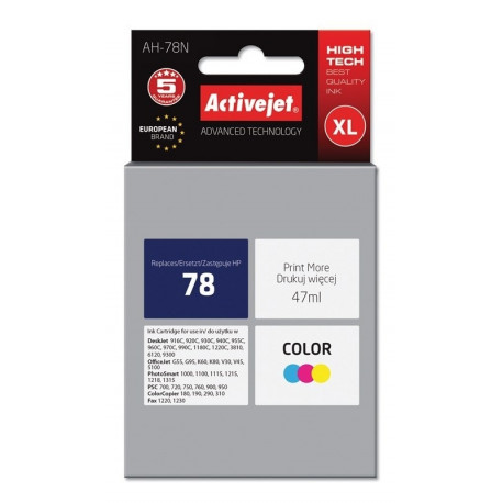 Activejet AH-78N tindikassett (asendus HP 78 C6578D; Supreme; 47 ml; värviline)