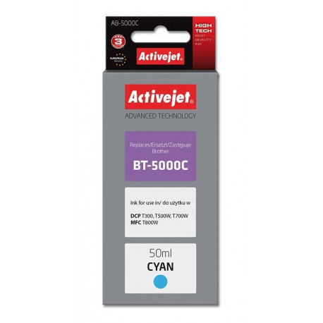 Activejet AB-5000C Ink Bottle (replacement for Brother BT-5000C; Supreme; 50 ml; 5000 pages, cyan)
