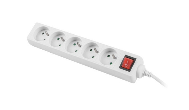 Power strip 3m, white, 5 sockets, with switch, cable made of solid copper
