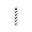 Power strip 3m, white, 5 sockets, with switch, cable made of solid copper
