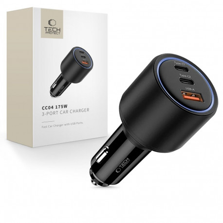 TECH-PROTECT CC04 3-PORT CAR CHARGER PD 175W BLACK