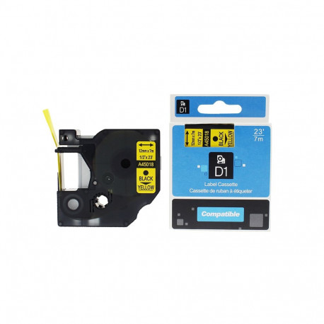 Markeerimislint Dymo D1, 12mm, must/kollasel, analoog