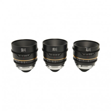 Laowa Nanomorph S35 Prime 3-Lens Bundle (27mm, 35mm, 50mm) (Amber) - Arri PL/Canon EF