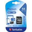 "MicroSD Card 64GB Verbatim SDXC Premium Class10 + Adapte retail"