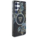 GUESS case for SAMSUNG S25 Ultra GUHMS25LHFLPEDK (Magnetic IML Metal Glitter Flowers Triangle) black