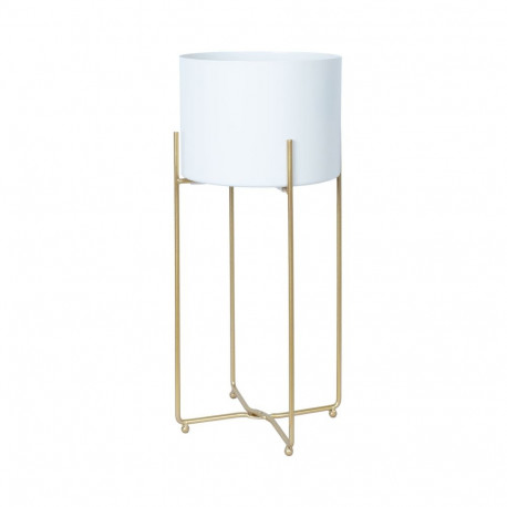 Lillepostament DEIA WHITE L 24,5x23,5xH57cm, valge/kuldne