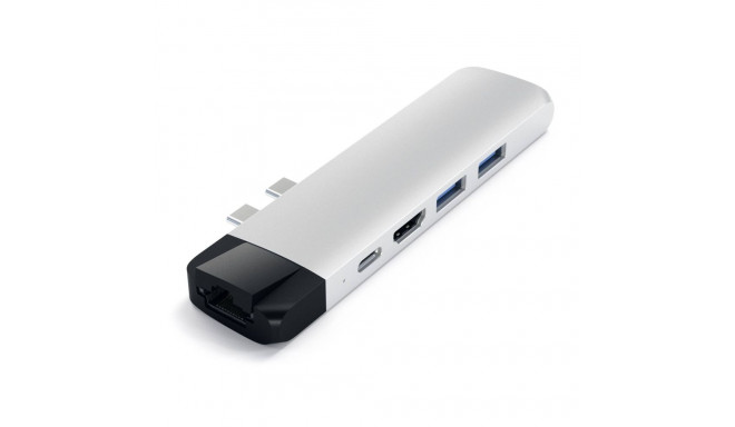 Satechi USB Type-C Pro Hub 4K HDMI ja Ethernet adapter, hõbedane