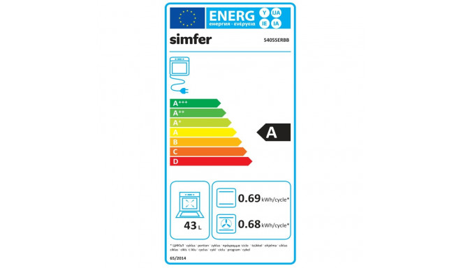 Simfer | Cooker | 5405SERBB | Hob type Gas | Oven type Electric | White | Width 50 cm | Electronic i