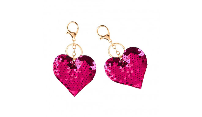 brelok süda litrid kahepoolne hõbedane tumeroosa