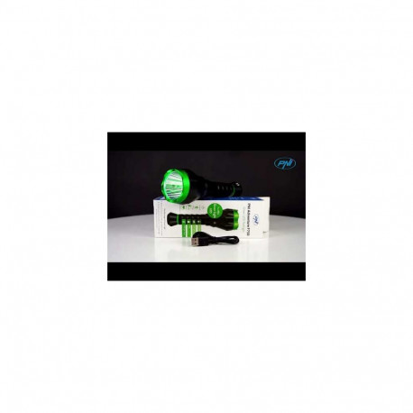 PNI Adventure F750 Green Light aluminum flashlight, LED 10W, 500 lm, up to 850 m, IP44, 4000mAh batt
