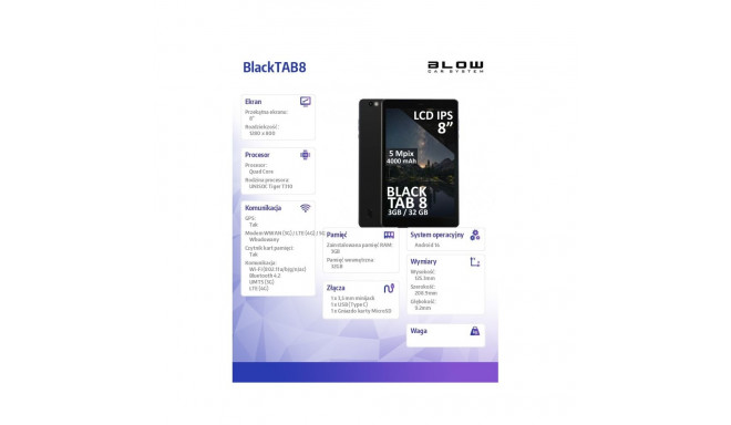Tablet BlackTAB8 3/32GB 4G LTE 8 inches black
