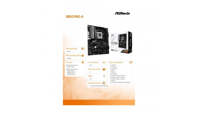 Motherboard B850 PRO-A AM5 4DDR5 ATX