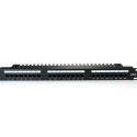 Patch panel 19" 24 porty, kat.5e, U/UTP, 1U, wspornik kablowy, czarny (kompletny)