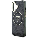 GUESS case for IPHONE 16 compatible with MagSafe GUHMP16SHG4PRTGK (IML Metal Glitter 4G Circle Trian