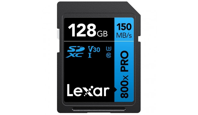 Lexar SDXC 800x Pro 128GB 150MB/s C10 V30 U3
