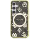 Case Guess 4G taust kuldne elektroplateeritud pojengimustriga MagSafe Samsung Galaxy S25 pruun