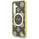 Case Guess 4G Background Gold Electroplated Peony Pattern MagSafe forSamsung Galaxy S25 brown