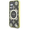 Case Guess 4G Background Gold Electroplated Peony Pattern MagSafe forSamsung Galaxy S25 brown