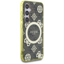 Case Guess 4G taust kuldne elektroplateeritud pojengimustriga MagSafe Samsung Galaxy S25 pruun