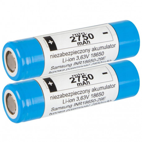 85-586# akumulaator 18650 li-ion Samsung 2 tk 2750mAh 3,6V