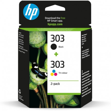 HP 303 2-pack must/kolmevärviline originaaltindikassetid