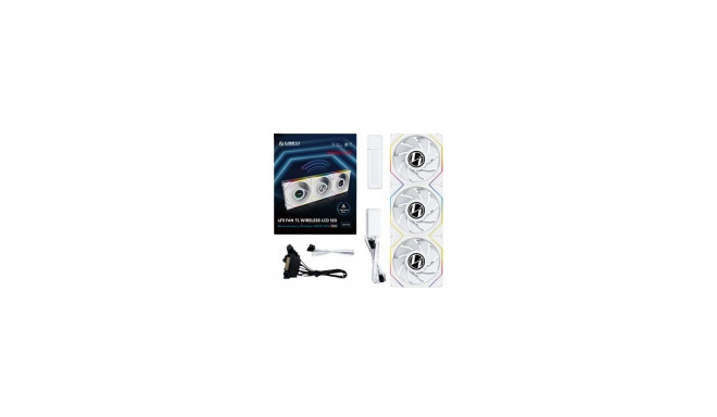Lian Li UNI FAN TL Wireless LCD Fan, ARGB, PWM, 3-pack incl. Controller - Reverse Blade, 120 mm, whi