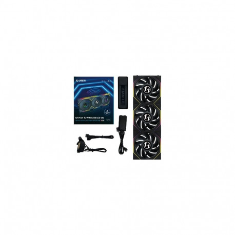 Lian Li UNI FAN TL Wireless LCD Fan, ARGB, PWM, 3-Pack incl. Controller - 120 mm, black
