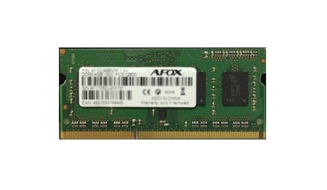 AFOX SO-DIMM DDR3 8GB mälumoodul 1600 MHz