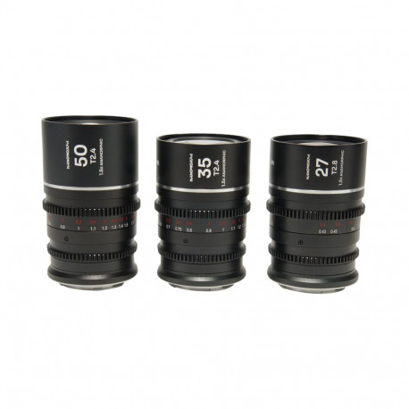 Laowa Nanomorph S35 Prime 3-Lens Bundle (27mm, 35mm, 50mm) (Silver) - Canon RF