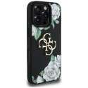 Case Guess Grained Roses Big 4G logo for iPhone 16 Pro black