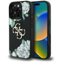 Case Guess Grained Roses Big 4G logo for iPhone 16 Pro black